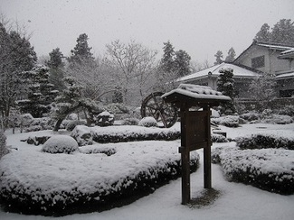 庭園の雪景色